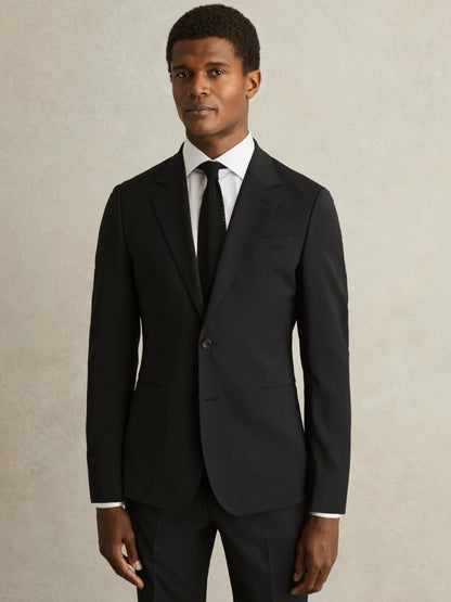 Reiss Offer - Wool-Blend Single-Breasted Suit Blazer Slim-Fit in Black