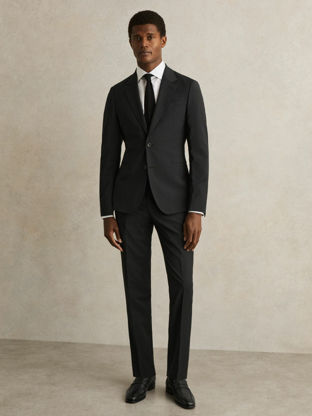 Reiss Offer - Wool-Blend Single-Breasted Suit Blazer Slim-Fit in Black