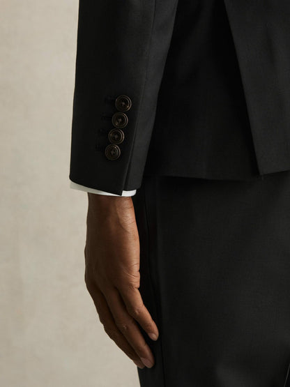 Reiss Offer - Wool-Blend Single-Breasted Suit Blazer Slim-Fit in Black