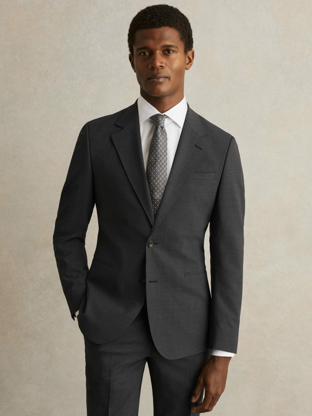 Reiss Savings - Wool-Blend Single-Breasted Suit Blazer Slim-Fit in Grey