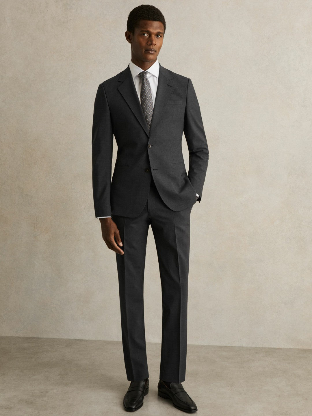 Reiss Savings - Wool-Blend Single-Breasted Suit Blazer Slim-Fit in Grey
