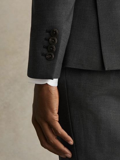 Reiss Savings - Wool-Blend Single-Breasted Suit Blazer Slim-Fit in Grey