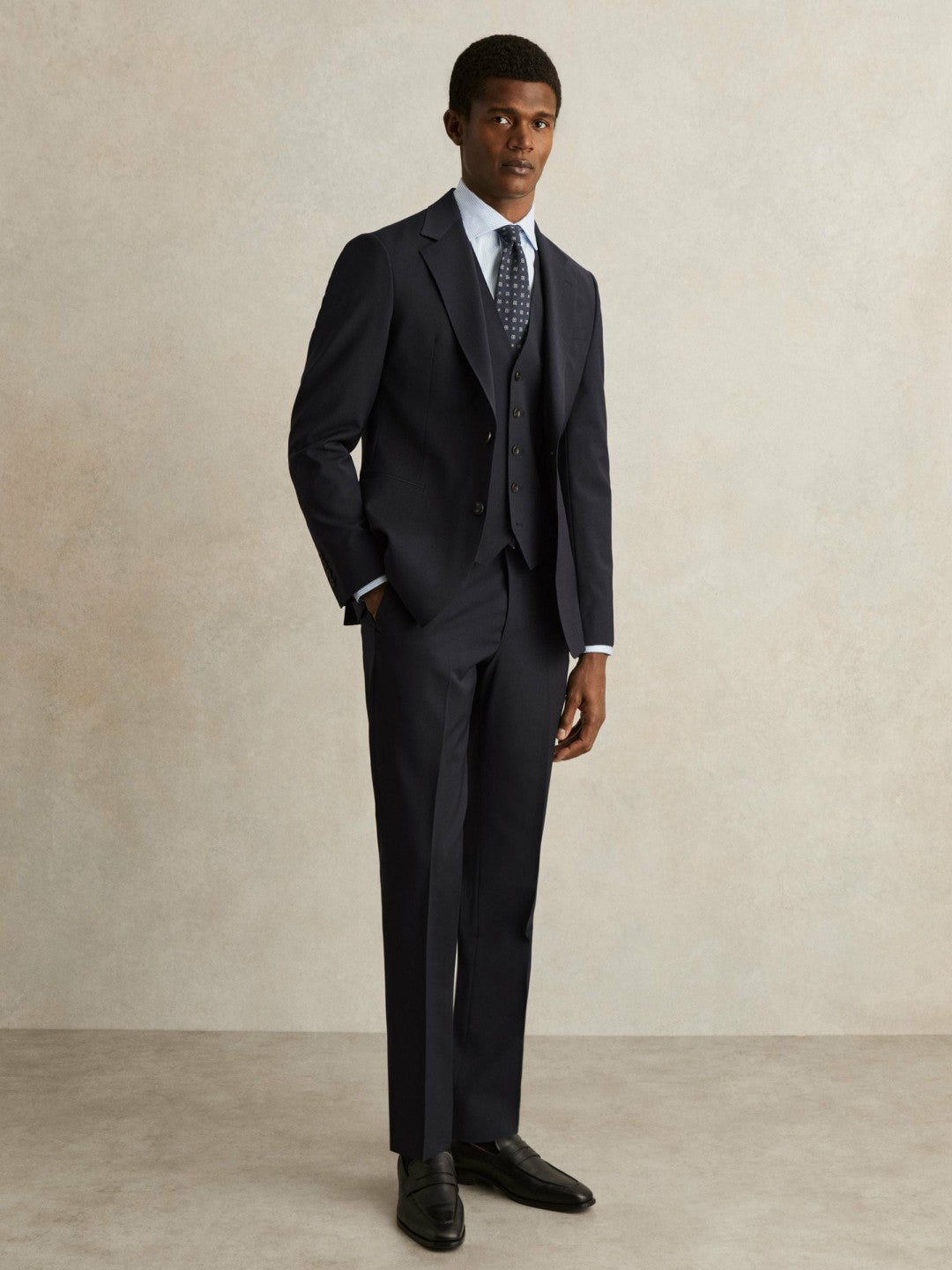 Reiss Featured - Wool-Blend Slim-Fit Waistcoat in Navy