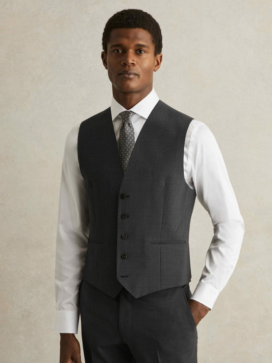 Reiss Wool-Blend Slim-Fit Waistcoat in Grey