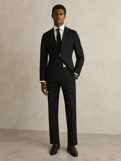Reiss Value - Slim-Fit Wool-Blend Suit Trousers in Black