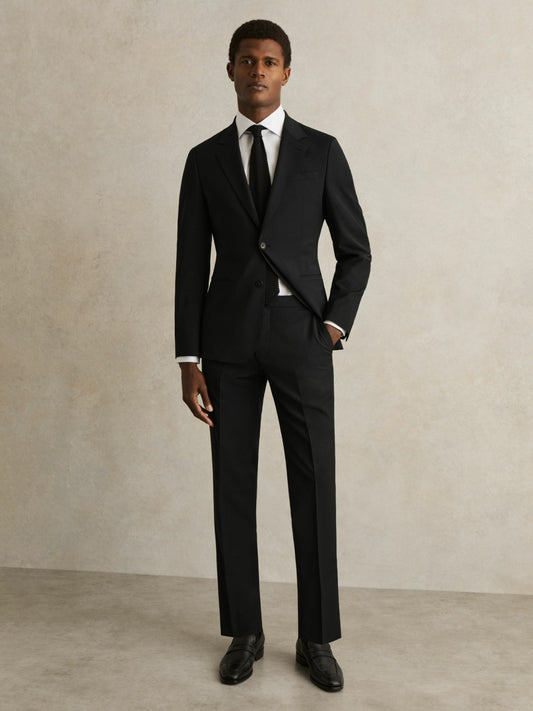 Reiss Value - Slim-Fit Wool-Blend Suit Trousers in Black
