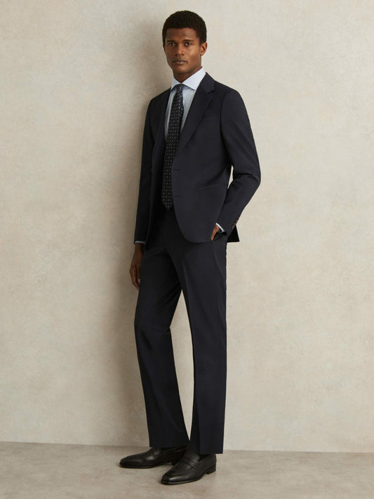 Reiss Savings - Slim-Fit Wool-Blend Suit Trousers in Navy