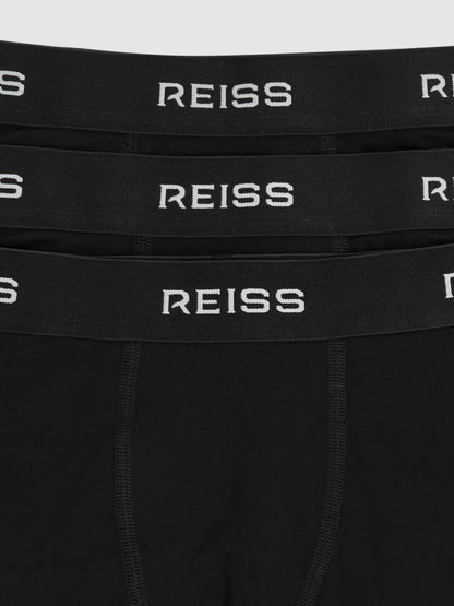 Reiss Sale - 13-14 yrs Stretch-Cotton Logo-Waistband Boxer Shorts 3 Pack in Black