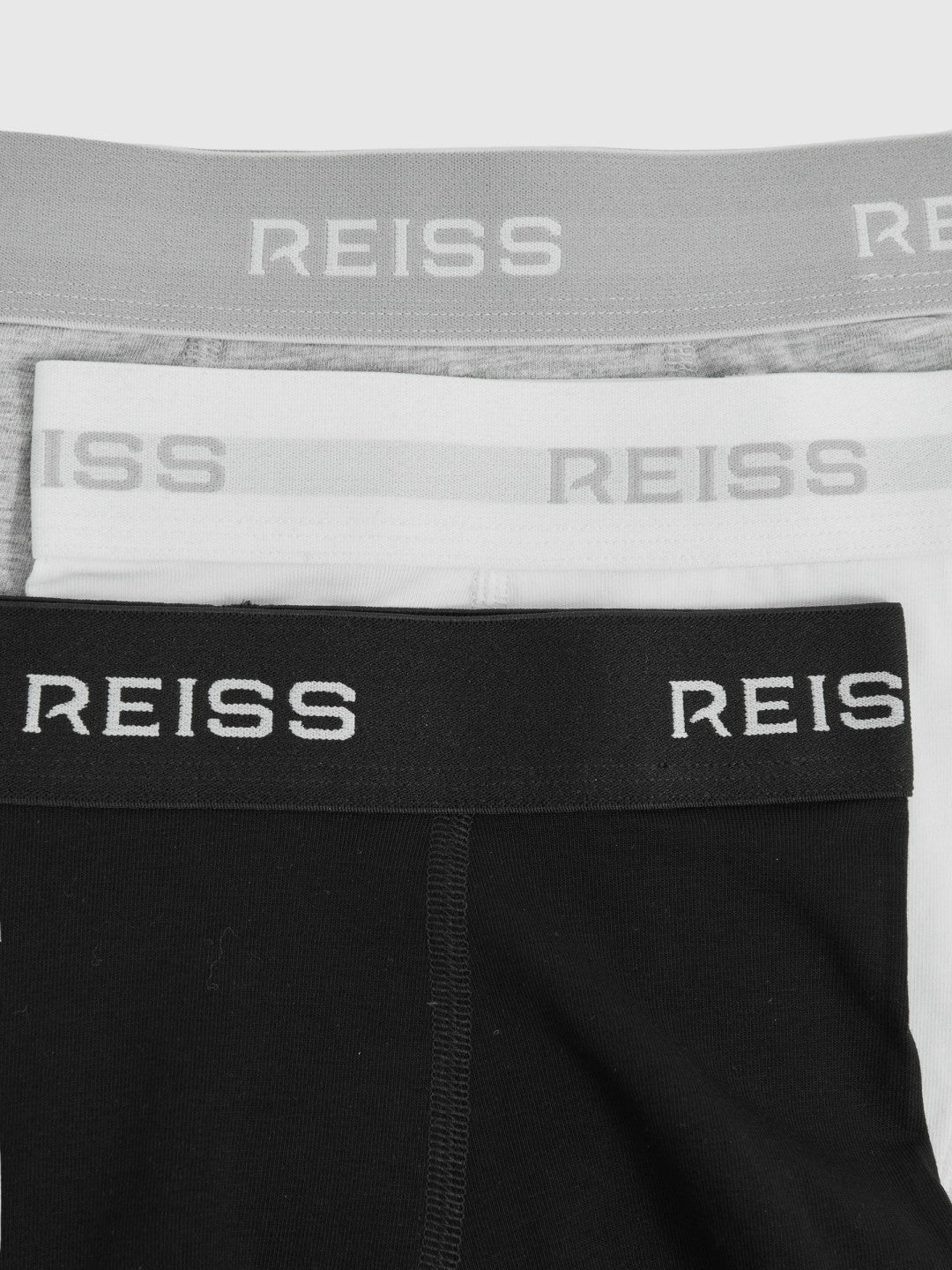 Reiss Value - Stretch-Cotton Logo-Waistband Boxer Shorts 3 Pack in White/Grey/Black