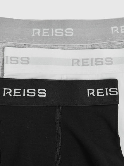 Reiss Value - Stretch-Cotton Logo-Waistband Boxer Shorts 3 Pack in White/Grey/Black