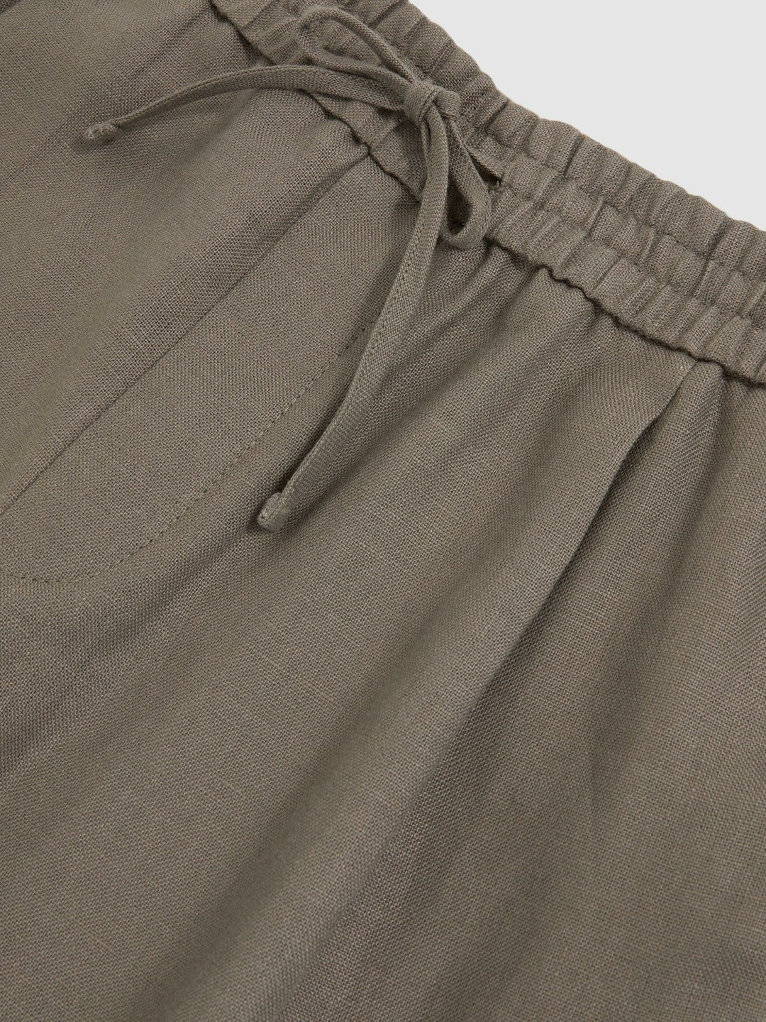 Reiss Deal - Linen Drawstring Shorts in Mushroom Brown