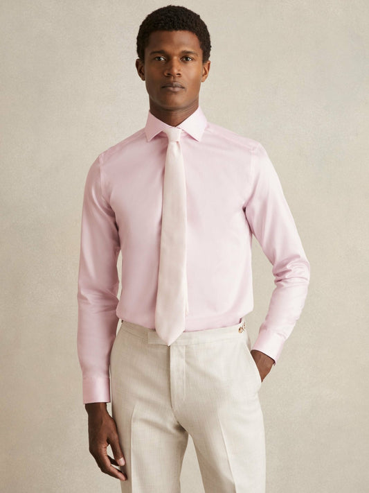 Reiss Affordable - Slim Fit Cotton Sateen Shirt in Pink