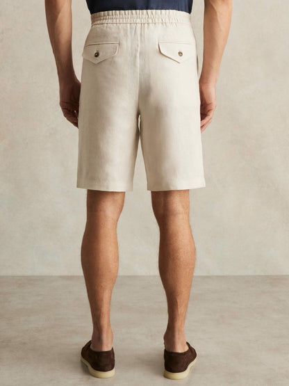Reiss Sale - Linen Drawstring Shorts in Stone