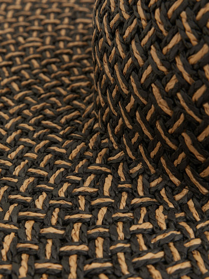 Reiss Deal - Straw Basket-Weave Sun Hat in Black/Natural