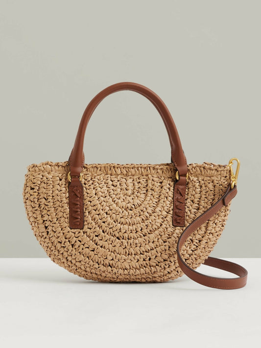 Reiss Featured - Raffia Woven Cross-body Bag in Natural