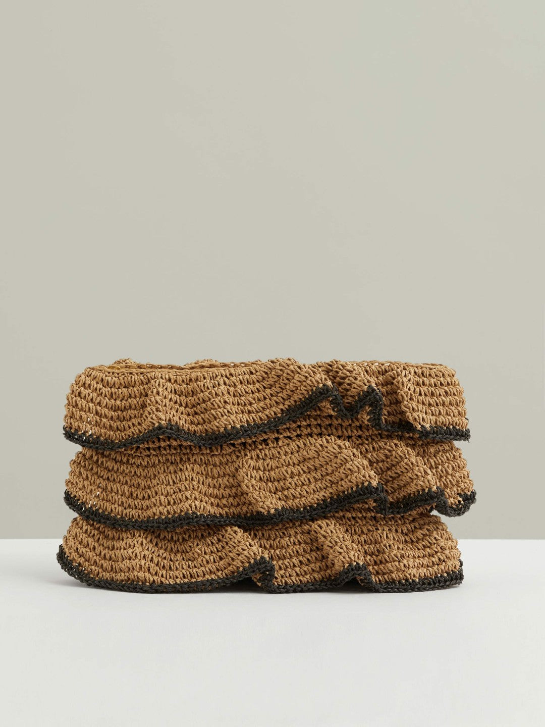 Reiss Deal - Raffia Ruffle Clutch Bag in Natural