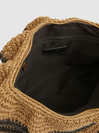 Reiss Deal - Raffia Ruffle Clutch Bag in Natural