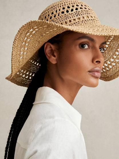 Reiss Featured - Straw Sun Hat in Natural