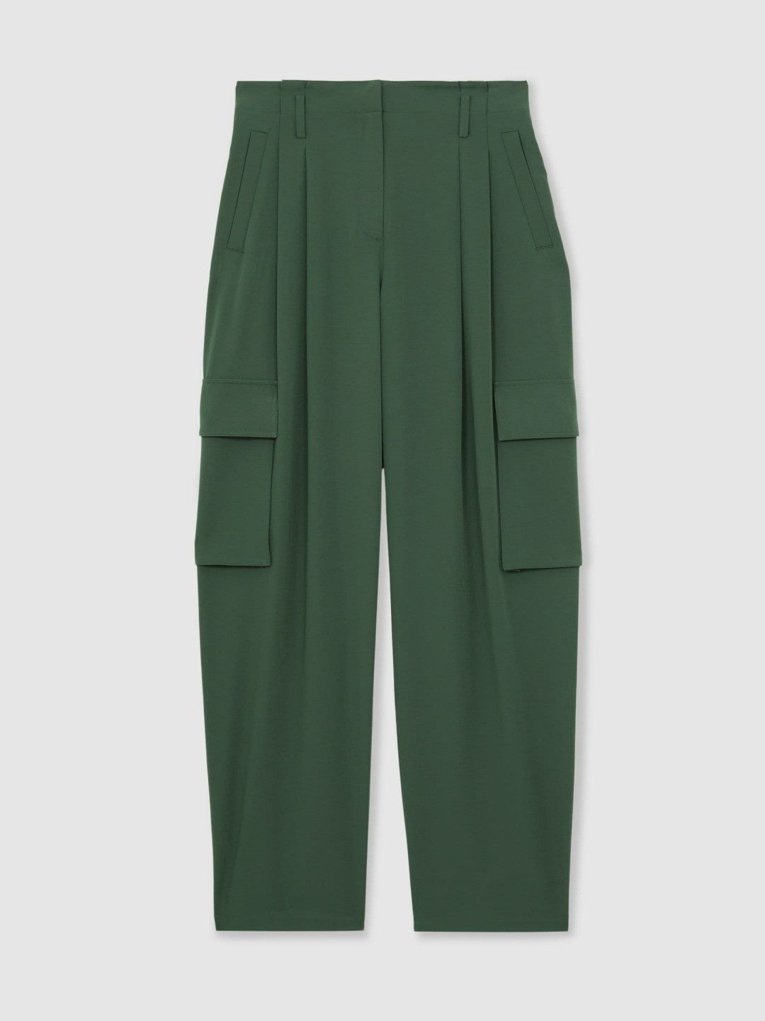 Reiss Offer - Petite Wide-Leg Pleated Cargo Trousers in Green