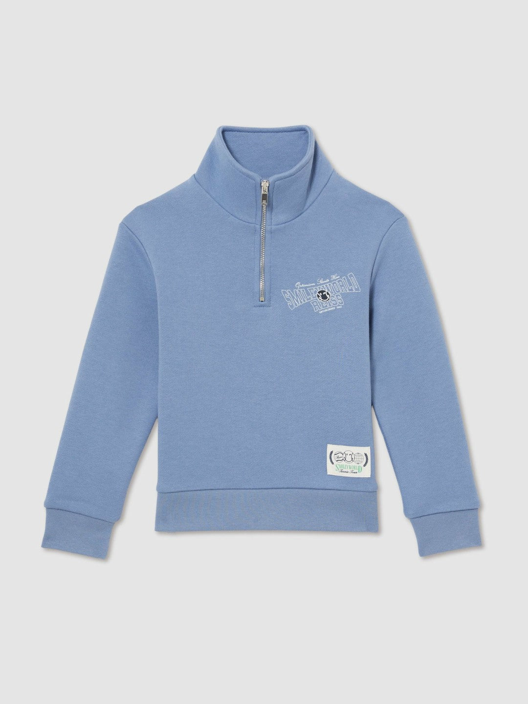Reiss Best Seller - 13-14 yrs SmileyWorld Half-Zip Sweatshirt Unisex Fit in Blue