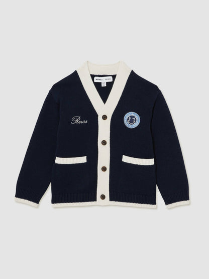 Reiss 3-9 yrs SmileyWorld Logo Cardigan Unisex Fit in Off White