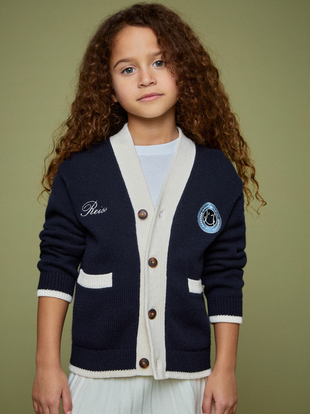 Reiss 3-9 yrs SmileyWorld Logo Cardigan Unisex Fit in Off White
