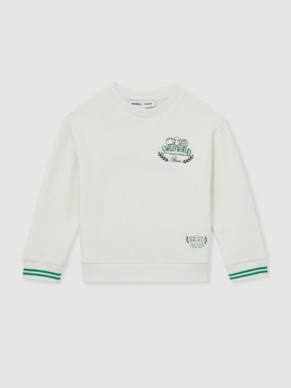 Reiss Sale - 9-13 yrs SmileyWorld Logo Sweatshirt Unisex Fit in White