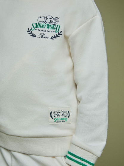 Reiss Sale - 9-13 yrs SmileyWorld Logo Sweatshirt Unisex Fit in White