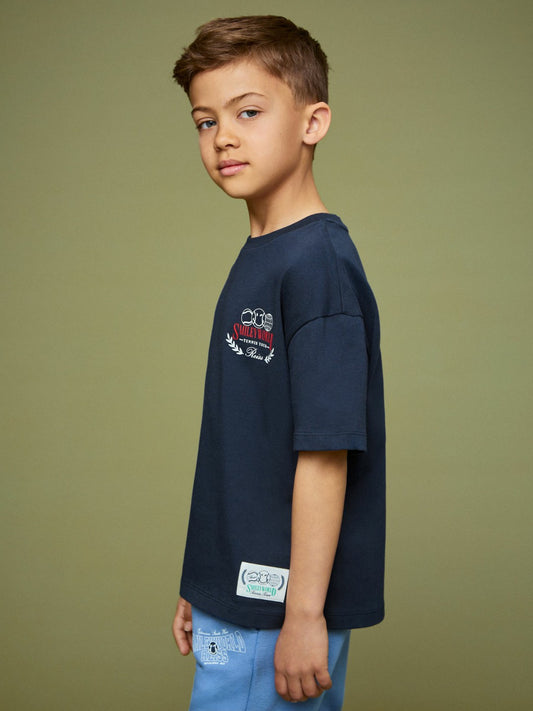 Reiss 3-9 yrs SmileyWorld Oversize T-Shirt in Navy