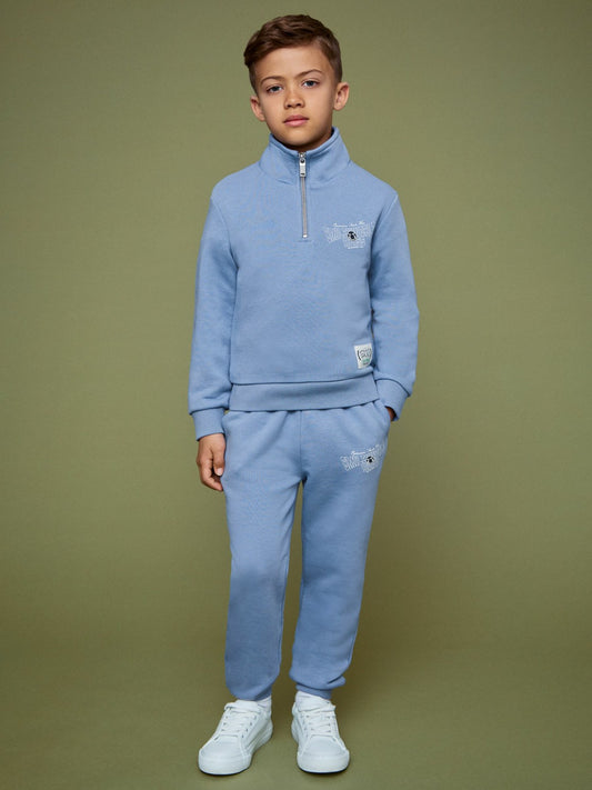 Reiss Best Seller - 3-9 yrs SmileyWorld Half-Zip Sweatshirt Unisex Fit in Blue