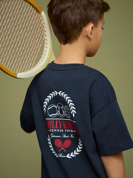 Reiss 9-13 yrs SmileyWorld Oversize T-Shirt in Navy
