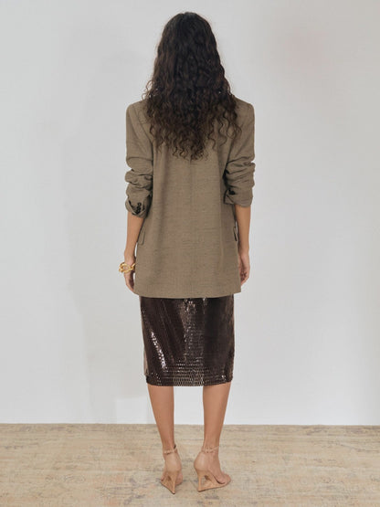 Reiss Value - Atelier Laser-Cut Pencil Skirt in Chocolate