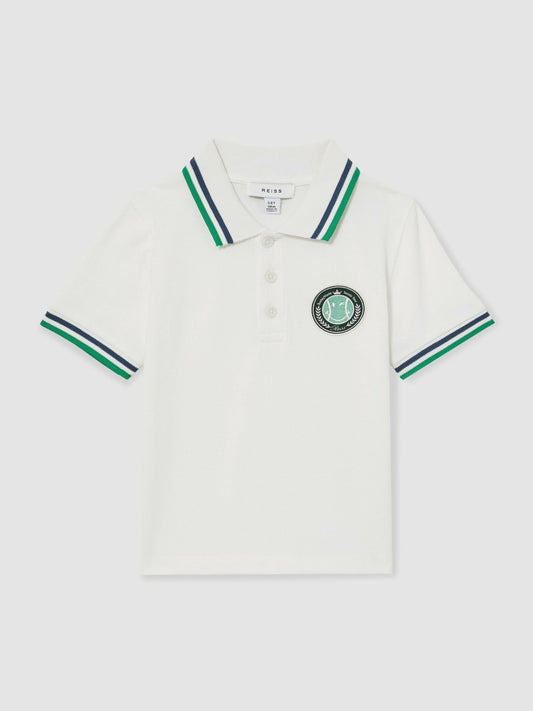 Reiss 13-14 yrs SmileyWorld Piqué Polo Shirt in White