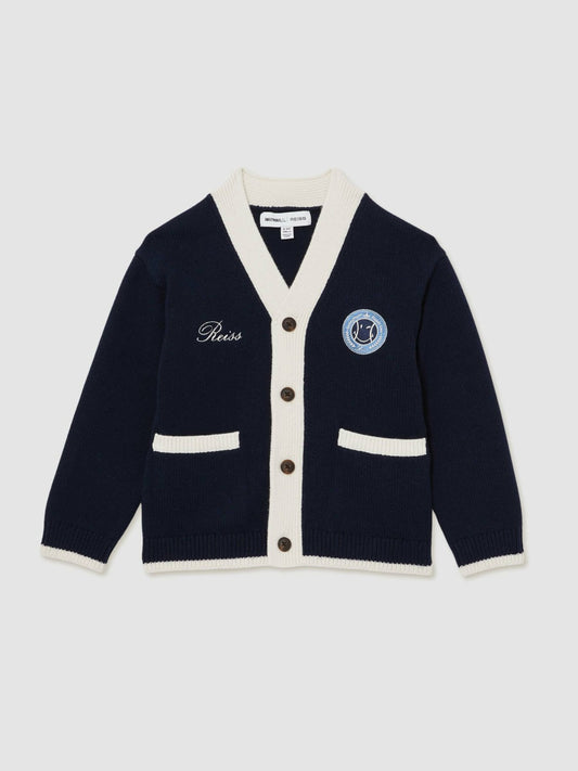 Reiss Best Seller - 13-14 yrs SmileyWorld Logo Cardigan Unisex Fit in Off White