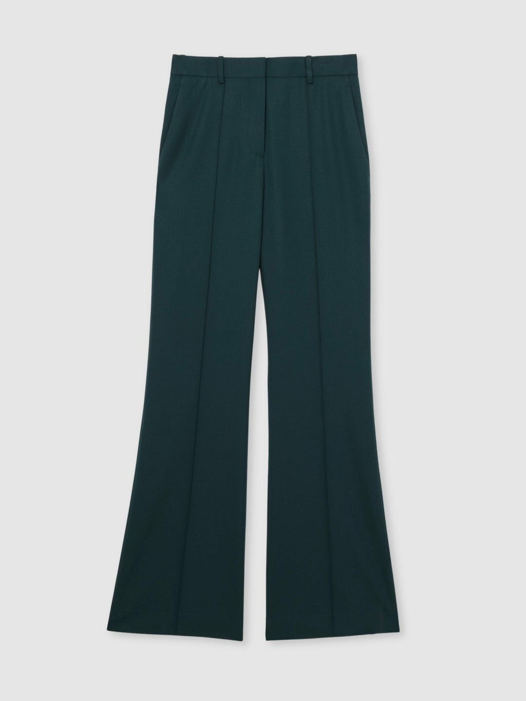 Reiss Wool-Blend Wide-Leg Suit Trousers in Green