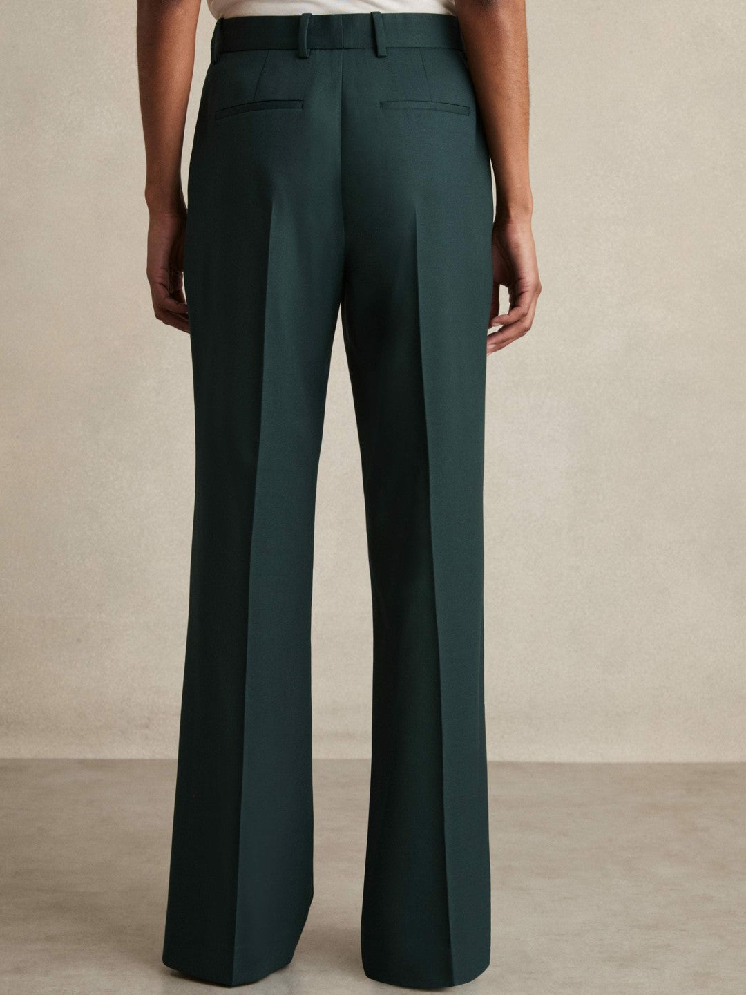 Reiss Wool-Blend Wide-Leg Suit Trousers in Green