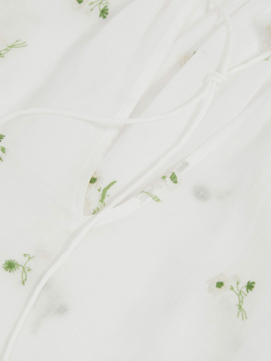 Reiss Floral-Embroidered Tie-Neck Blouse Ramie-Lyocell in Ivory