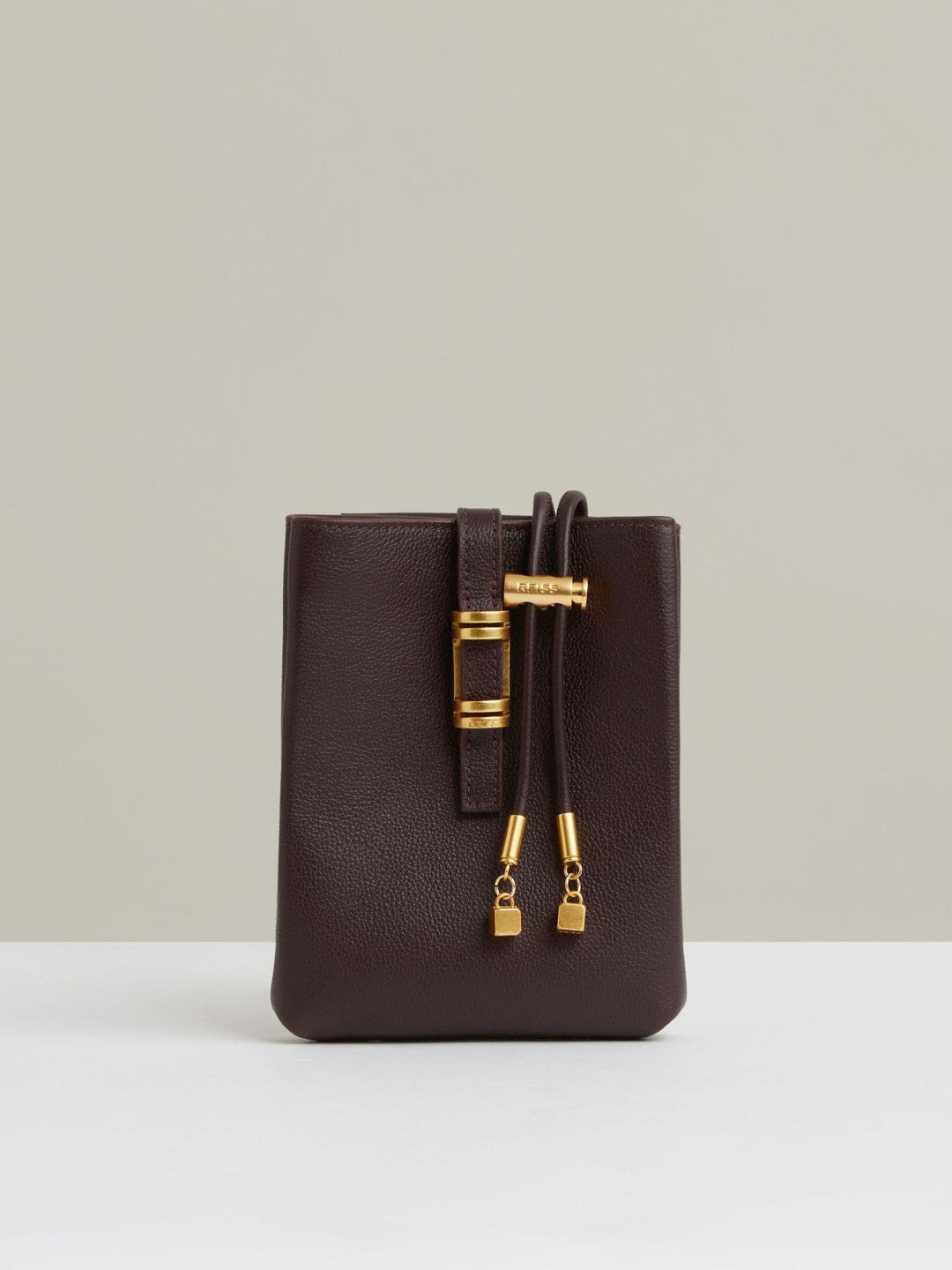 Reiss Affordable - Leather Phone Holder in Oxblood