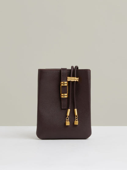 Reiss Affordable - Leather Phone Holder in Oxblood