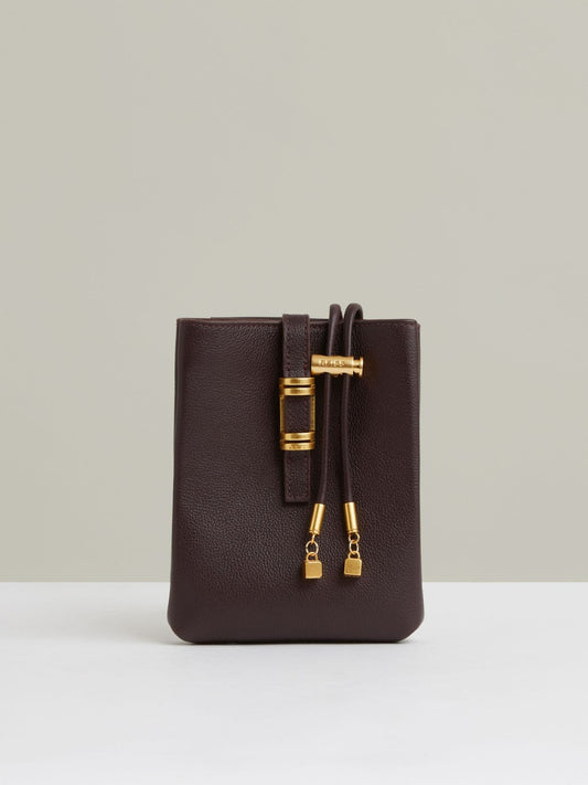 Reiss Affordable - Leather Phone Holder in Oxblood