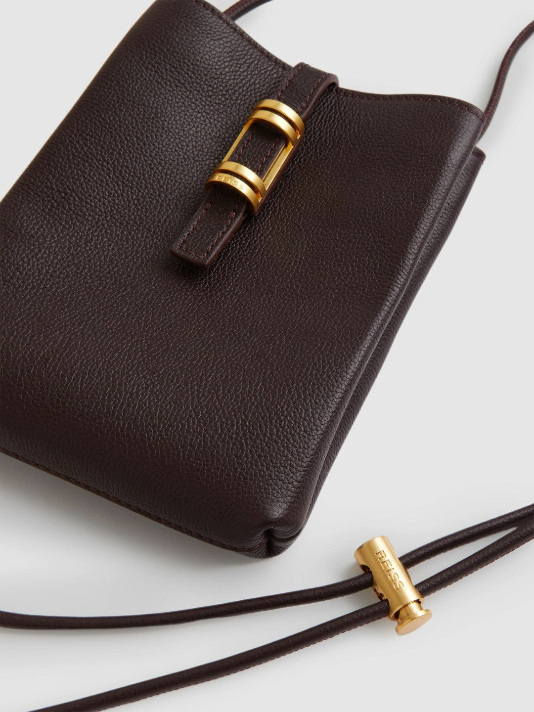 Reiss Affordable - Leather Phone Holder in Oxblood