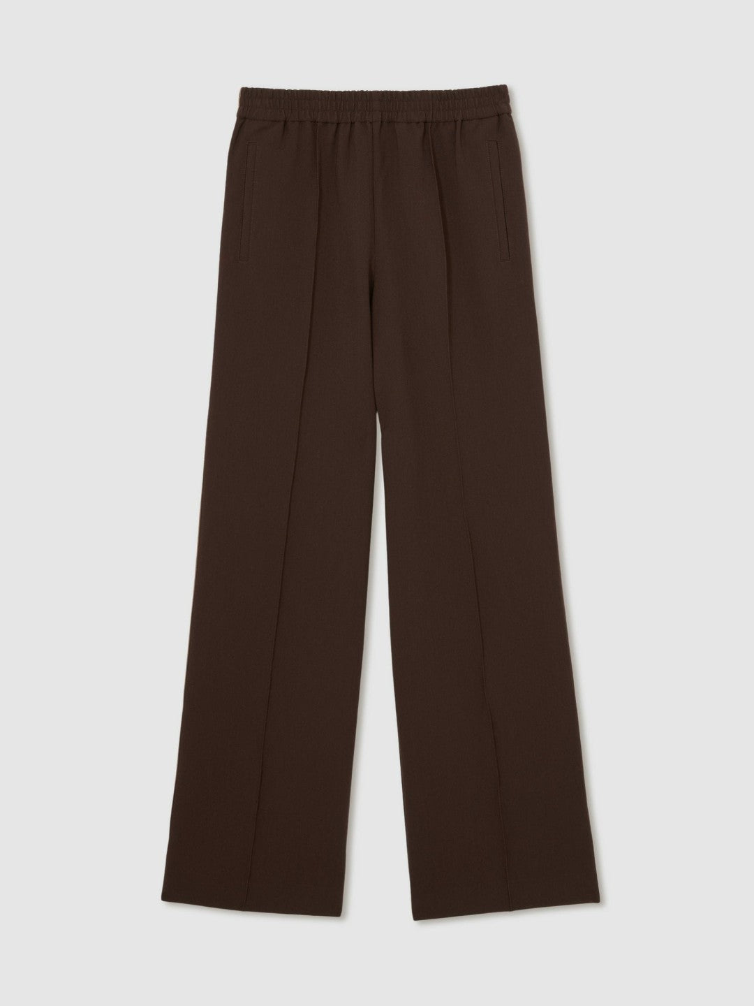 Reiss Petite Side-Stripe Wide-Leg Trousers in Chocolate Brown