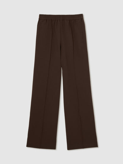 Reiss Petite Side-Stripe Wide-Leg Trousers in Chocolate Brown