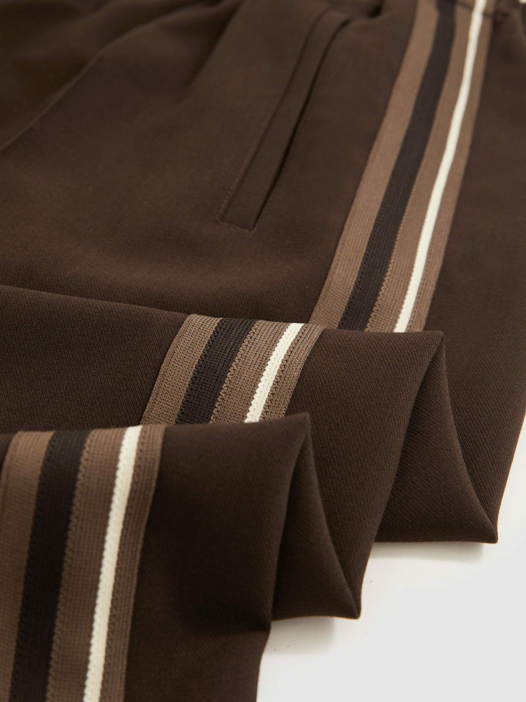 Reiss Petite Side-Stripe Wide-Leg Trousers in Chocolate Brown