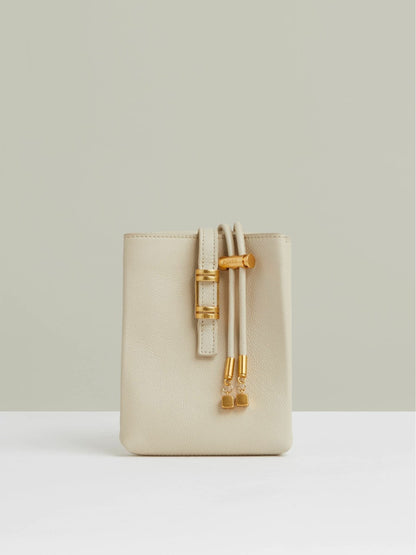 Reiss Offer - Leather Phone Holder in Off White
