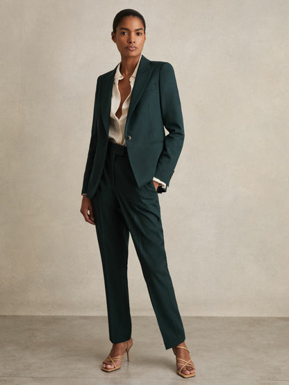 Reiss Wool-Blend Slim-Fit Suit Trousers in Green