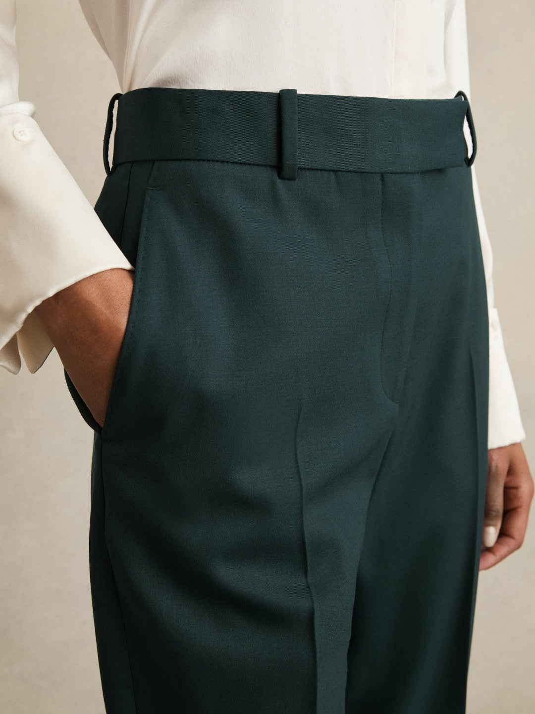 Reiss Wool-Blend Slim-Fit Suit Trousers in Green