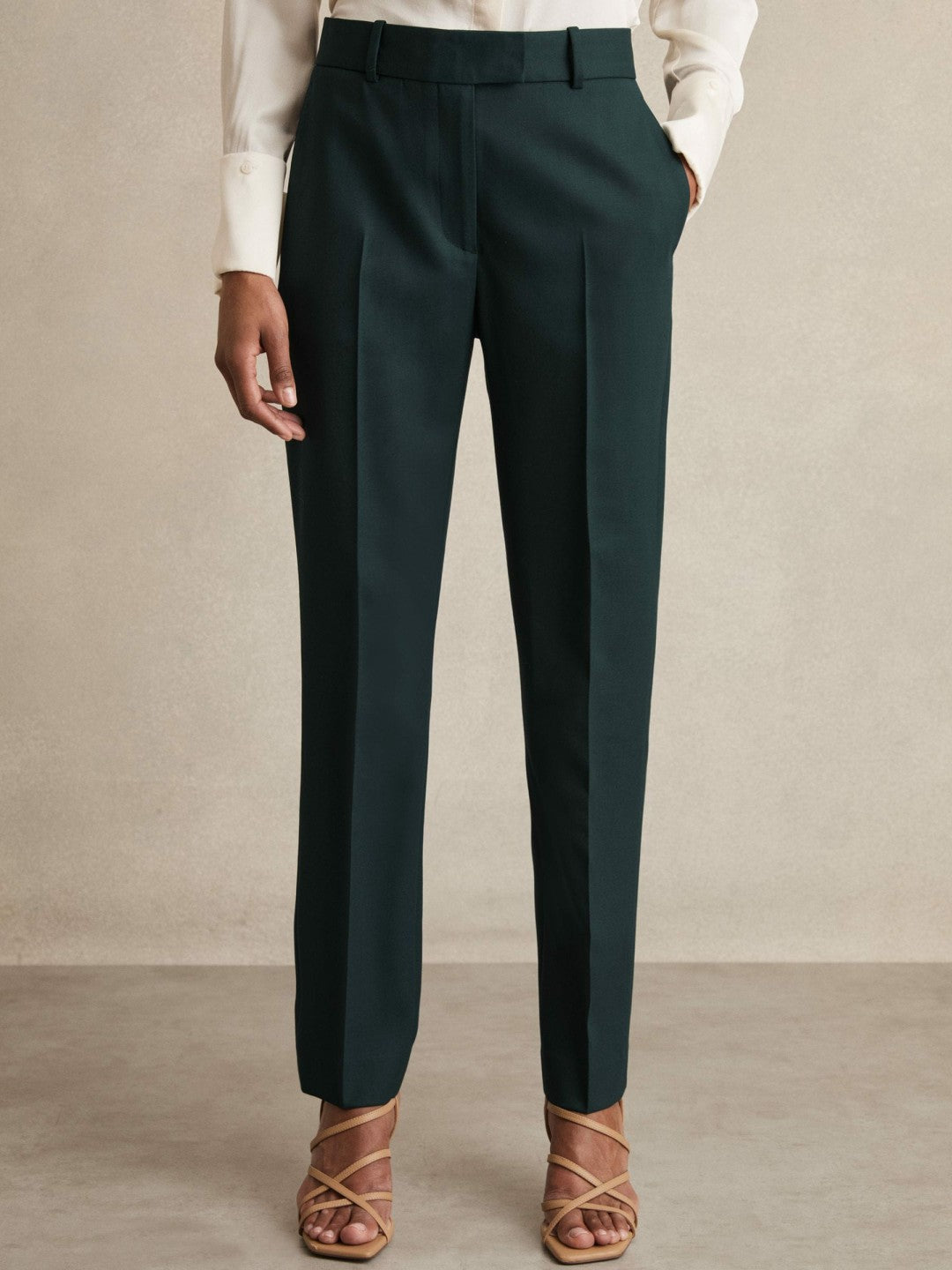 Reiss Petite Wool-Blend Slim-Fit Suit Trousers in Green