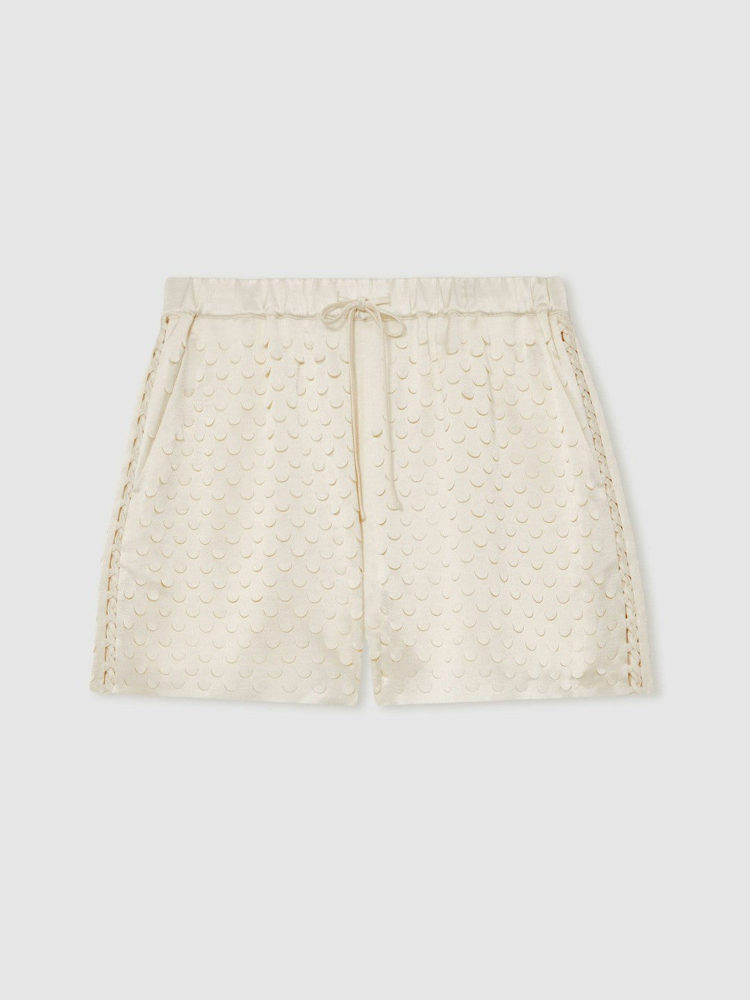 Reiss Laser Cut Drawstring Shorts in White