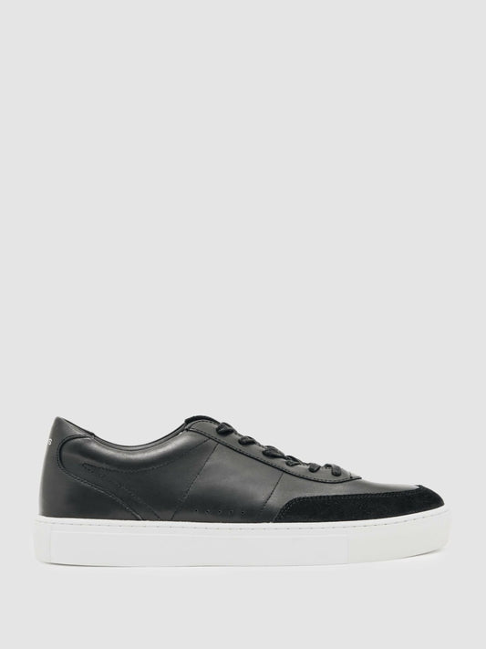 Reiss Affordable - Bonded-Leather Low-Top Trainers in Black